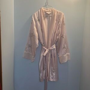 Morgan Taylor XL pale pink coquette bathrobe. Embroidered, ribbons, vintage